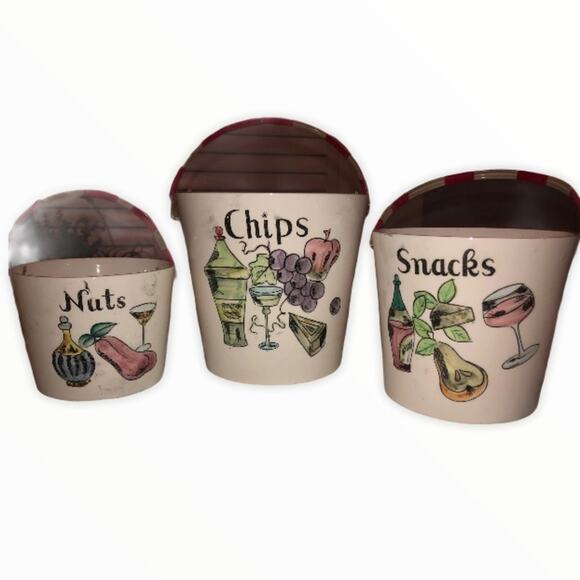 Ucagco Ceramic 3 piece Bar-set Vintage Snack Party Buckets - Picture 1 of 12